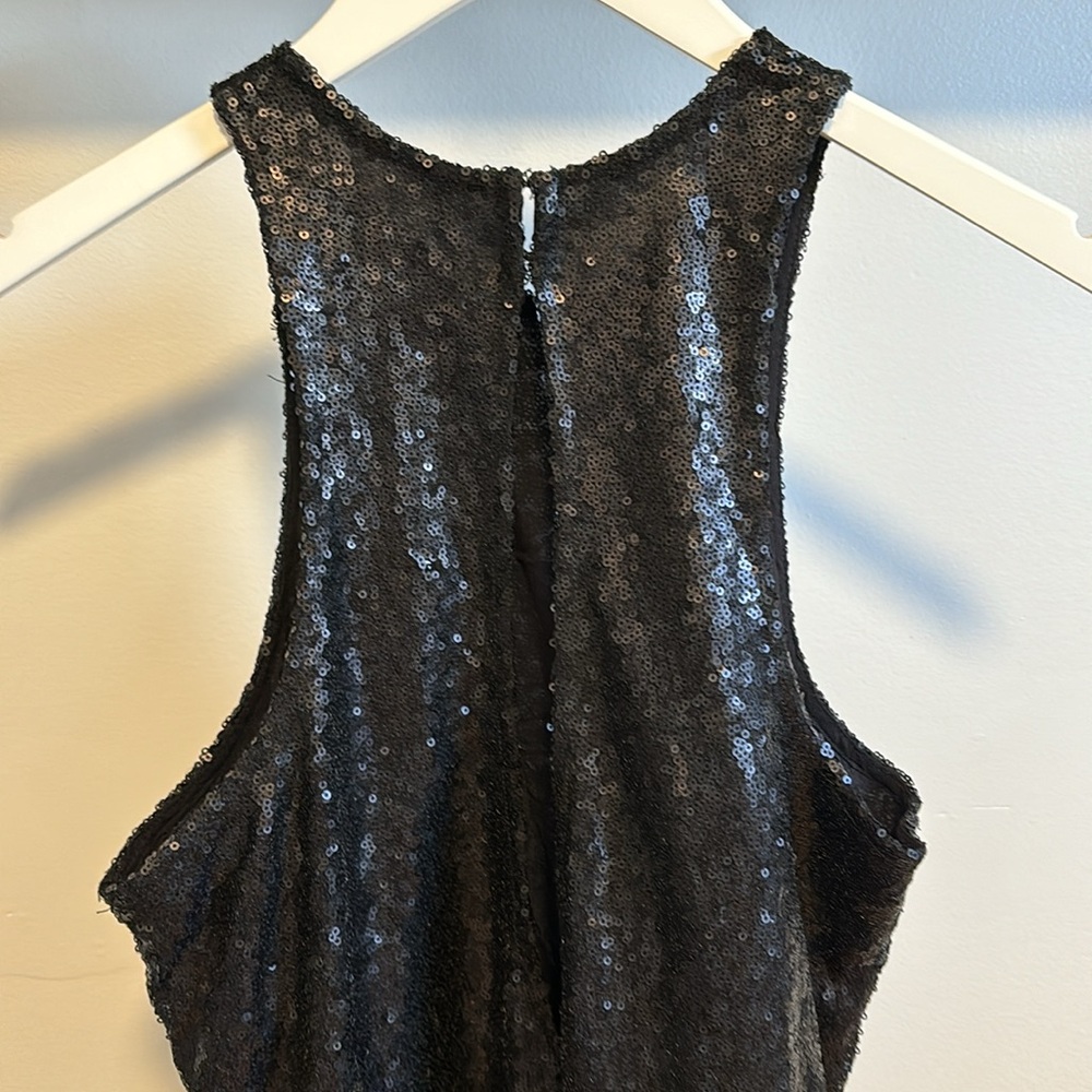 Free People black sequin liquid shine drop waist mini dress. - Picture 5 of 11